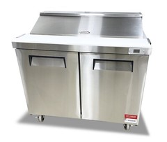 Sandwich Prep Unit 48″ Table Salad Refrigerator Prep Top 2 Door 12 Pan