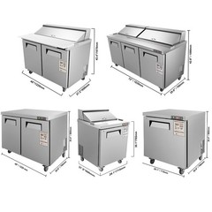 VEVOR 1/2/3 Doors Sandwich Salad Prep Table Undercounter Refrigerator Worktop