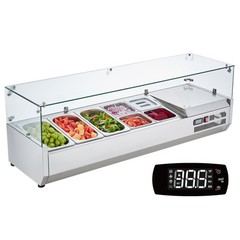 VEVOR Countertop Refrigerated Salad Pizza Prep Station 140 W Glass Guard ETL