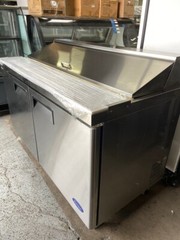 NEW OPEN BOX 2 Door 60″ Refrigerated Prep Table Stainless Cooler NSF Atosa #2226