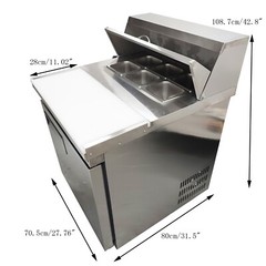 110V 162L Commercial Stainless Sandwich/Salad/Hamburger Prep Table Refrigerator