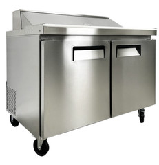 NSF 48″ Two Door Sandwich Salad Prep Table 16 Pan Pizza Food Trailer Cooler 115V