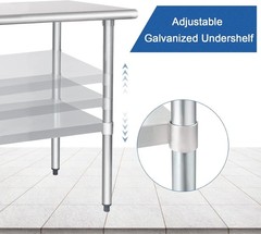 Adjustable Storage Heavy-Duty NSF Stainless Steel Table 24×60 for Home & Hotel