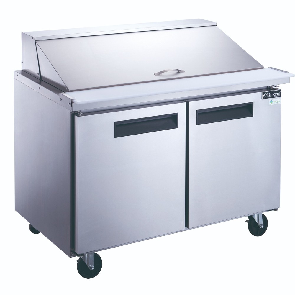 DUKERS DSP48-18M-S2, 2-Door 48″MEGA SAND PREP 18 OF 1/6 PANS ON TOP REFRIGERATOR