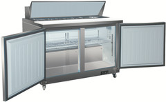 Valpro VP48S-HC 48″ Two Section Sandwich/Salad Prep Table w/ 2 Doors, 12 Pans