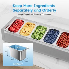 71 Inch Refrigerated Condiment Prep Station, Sandwich Prep Table Stainless Steel