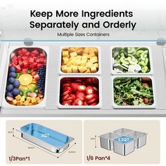 40″ Countertop Condiment Refrigerated Salad Sandwich Prep Station Glass Shield