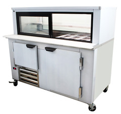 Cooltech 1-1/2 Door Glass Box Display Refrigerated Sandwich Prep Table 48″