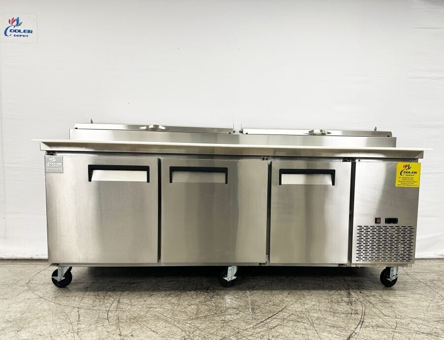 NEW 90″ Commercial Pizza Prep Table Refrigerator Large 19″ Board Worktop NSF