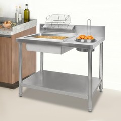 Commercial Breading Table Fried Chicken Station Prepare Workdesk Stainless Steel