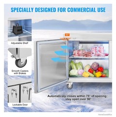 60 Inch Commercial Sandwich Salad Prep Table 16.4 Cu Ft Stainless Steel Dual