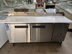 NEW 2 Door 70″ Refrigerated Pizza Prep Table Cooler 120V NSF Dukers DPP70 #2195