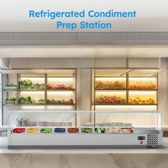 71 Inch Refrigerated Condiment Prep Station, Sandwich Prep Table Stainless Steel