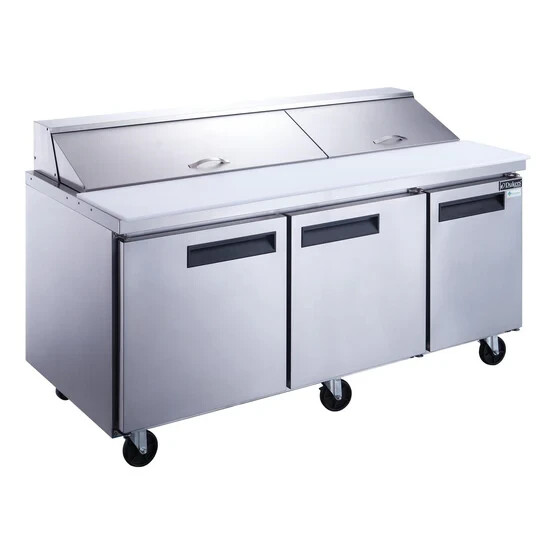 Commercial Stainless Steel 72″ 3 Door Sandwich Food Prep Table Refrigerator