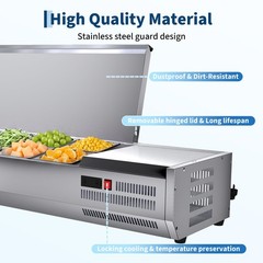 45″ Commercial Refrigerated Condiment Prep Station 135W R290 304SS ETL 35-46°F