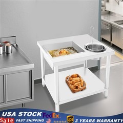 Commercial Breading Table Fried Chicken Station Prepare Workdesk Stainless Steel