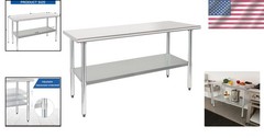 Adjustable Storage Heavy-Duty NSF Stainless Steel Table 24×60 for Home & Hotel