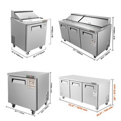 VEVOR 28/48/60/72″ Refrigeration Sandwich Salad Prep Table Undercounter Worktop