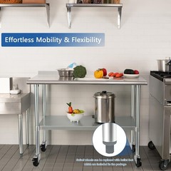 HARDURA 30×48 Inch Stainless Steel Table with Wheels – NSF Heavy Duty Prep Table