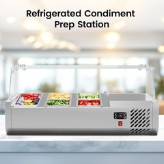 40″ Countertop Condiment Refrigerated Salad Sandwich Prep Station Glass Shield