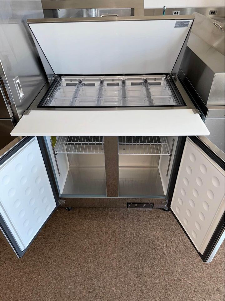 36″ 15 Pan Two Section Mega Top Sandwich/Salad Prep Table Cooler NSF SP36-12M-HC