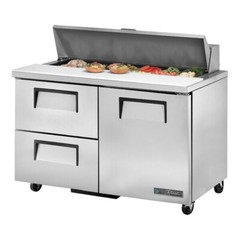 True TSSU-48-12D-2 48 3/8″ Refrigerated Sandwich Prep Table with Door and Two Dr