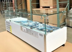 48″ Commercial 8 Pan Refrigerated Prep Table Salad Fruit Sauce Bar Toppings NSF
