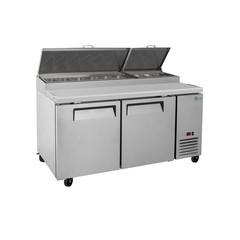 69” Commercial Refrigerated Pizza Prep Table 2 Door Stainless Steel 20.8 cu.ft.