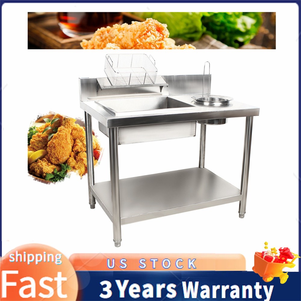 Commercial Breading Table Fried Food Prep Fry Chicken Work Table Breader Station