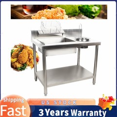 Commercial Breading Table Fried Food Prep Fry Chicken Work Table Breader Station