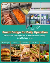 69″ Pizza Prep Table with Refrigerated Base NSF & ETL Removable Salad Bar Cover