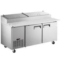 NSF 2 Door Refrigerated Pizza Prep Table 8 Pan Worktable Sandwich Salad Cooler