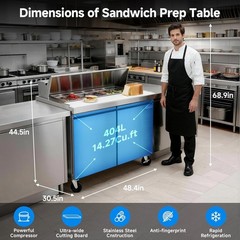 Luxury Stainless Steel Sandwich Prep Table Refrigerator – 48” Dine Fine Solution