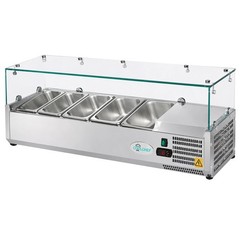 47″ Refrigerated Condiment Prep Station with 5 x 1/4 GN Pans 35-50°F for Salad