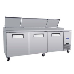 93” 3 Door Refrigerated Pizza Prep Table Commercial Stainless Steel 30.8 cu.ft.