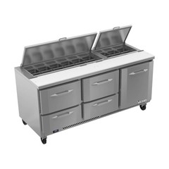 Victory VSPD72HC-18-4 72″ 1 Door 4 Drawer Refrigerated Sandwich / Salad Prep …