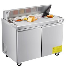 48″ Commercial Refrigerated Sandwich Prep Salad Worktable Double Door w/12 Pans