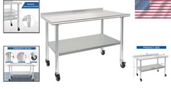 HARDURA 30×48 Inch Stainless Steel Table with Wheels – NSF Heavy Duty Prep Table