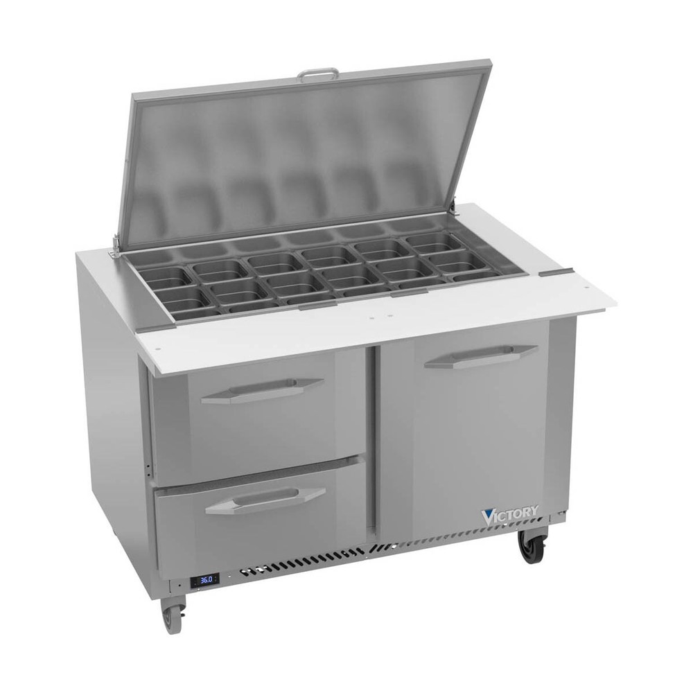 Victory VSPD48HC-18B-2 48″ Mega Top Refrigerated Sandwich/Salad Prep Table w/…