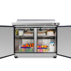 Double-door commercial 60″ Sandwich Prep Table fridge-18 Cu.Ft Low Noise