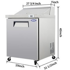 29″ Commercial Sandwich Salad Prep Table w/ Refrigerator 8 Cu.Ft Auto Defrost