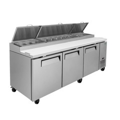 93” Refrigerated Pizza Prep Table 3 Door Commercial Stainless Steel 31 cu.ft.