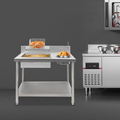 Commercial Breading Table Fried Chicken Station Prepare Workdesk Stainless Steel