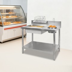 Commercial Breading Table Fried Chicken Station Prepare Workdesk Stainless Steel