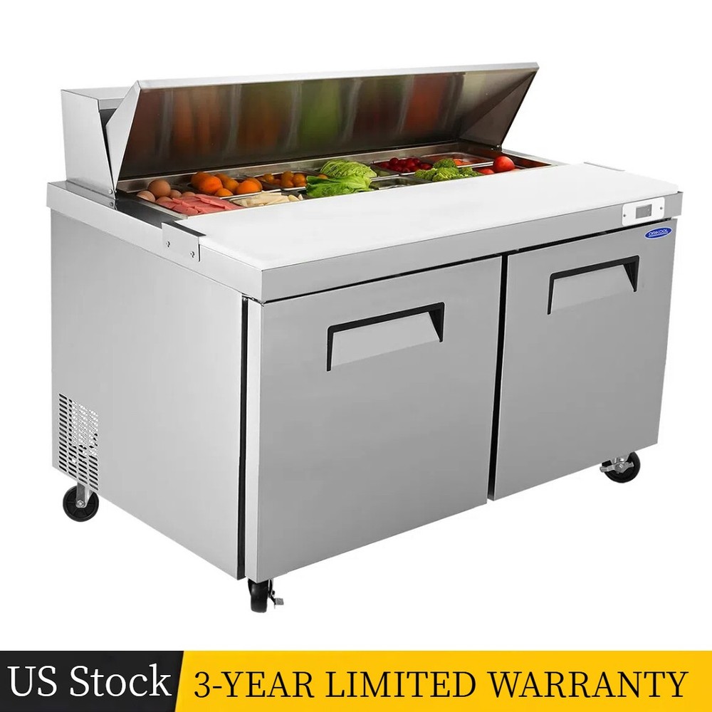 60″ Commercial Refrigerators Sandwich & Salad Prep Table w/Cutting Board 18Cu.Ft