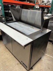 2 Door 4′ Mega Top Sandwich Food Prep Table Cooler True TSSU-48-18M-B 48″ Fridge