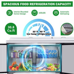 93” 3 Door Refrigerated Pizza Prep Table Commercial Stainless Steel 30.8 cu.ft.