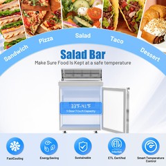 Commercial Refrigerator Salad Sandwich Prep Table 27” 8 Pans Restaurant Kitchen