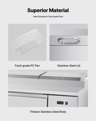 VEVOR Commercial Refrigerated Pizza Prep Table Stainless Steel Fridge TripleDoor