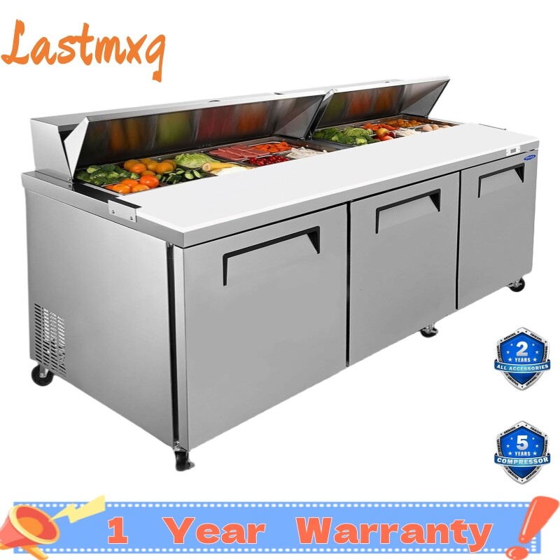 72″ Commercial Prep Table Refrigerator 3 Door 21 Cu.ft Stainless Steel Mega Top